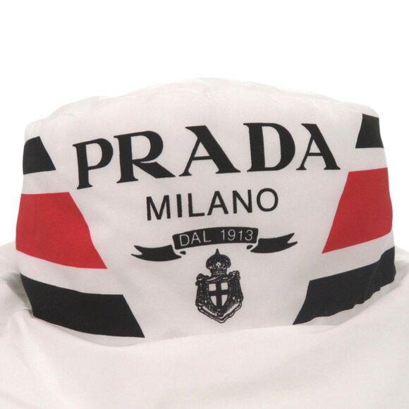 Prada Re Nylon Logo Print Volume Bucket Hat Polyester Polyamide White 0674 main image 6
